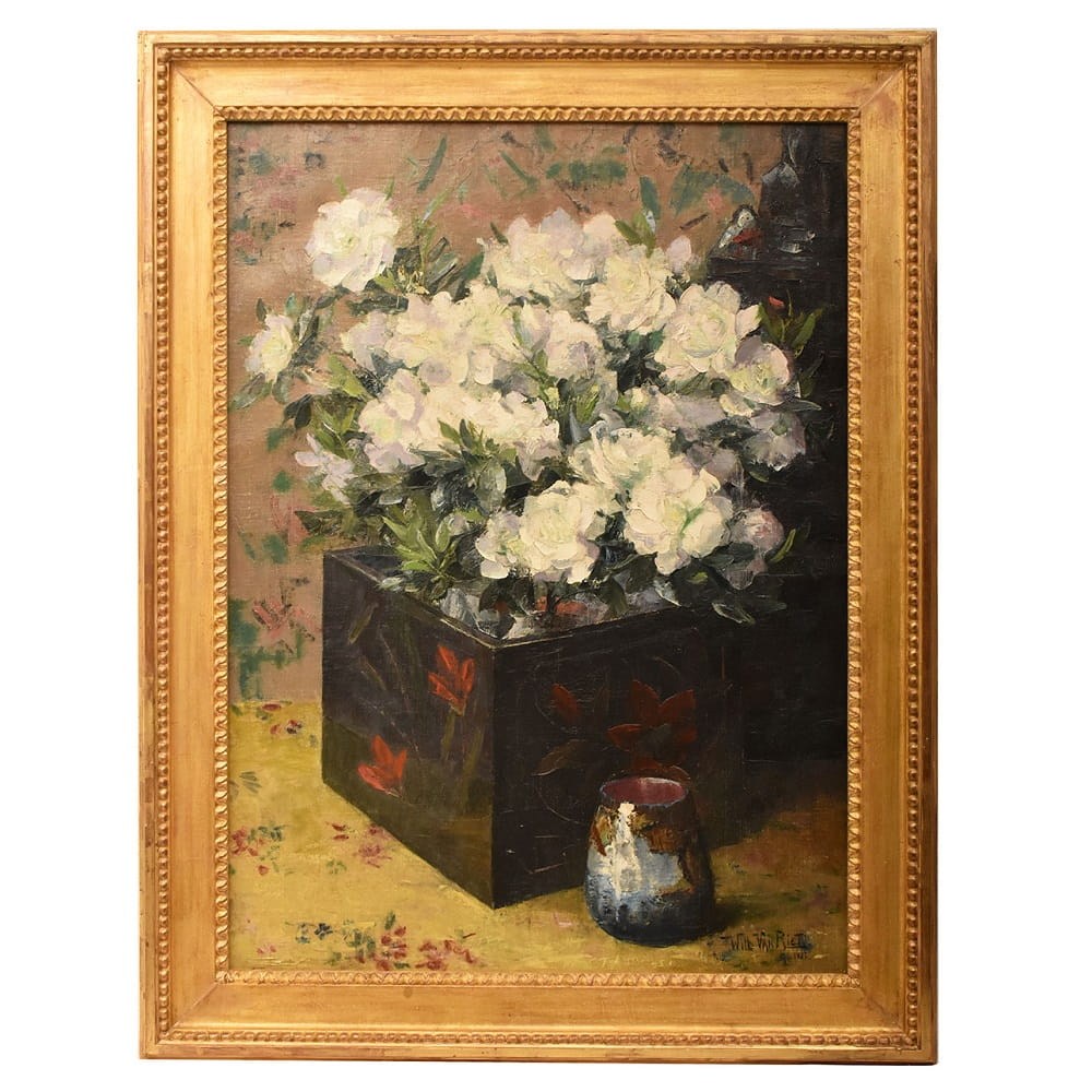 QF771 1a antique floral painting roses flower oil still life XIX.jpg